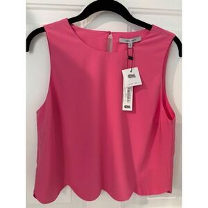 Naked Zebra Scalloped‎ Hem Top Bubble Gum Pink Sleeveless Tank M